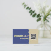 Elegante Blauwe QR Code Zakelijke Pas Visitekaartje (Staand voorkant)