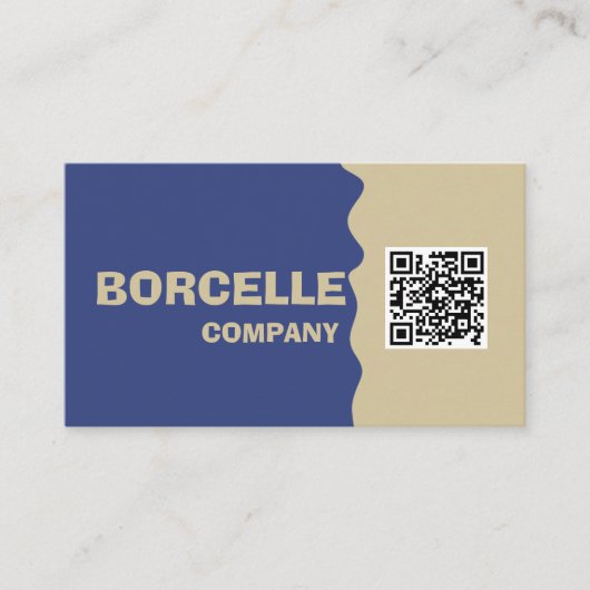 Elegante Blauwe QR Code Zakelijke Pas Visitekaartje (Voorkant)