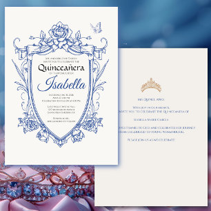 Elegante Blauwe Quinceañera 15e Verjaardag Kaart