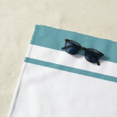 Elegante Blauwe Rand Script Monogram Letter Strandlaken (In situ)