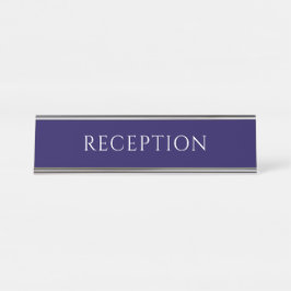 Elegante blauwe receptiebalie naamplaat