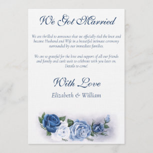 Elegante Blauwe Regency Cameo Rozen Kaart