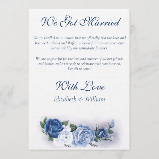 Elegante Blauwe Regency Cameo Rozen Kaart (Voorkant)