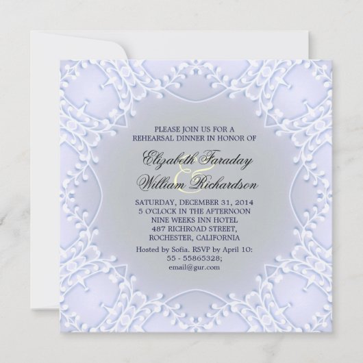 Elegante blauwe repetitie dineruitnodigingen kaart (Voorkant)