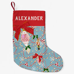 Elegante Blauwe Rode Mouw Notenkraker Ornament Kleine Kerstsok