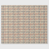 Elegante Blauwe & Rode Notenkraker Cadeaupapier (Vlak)