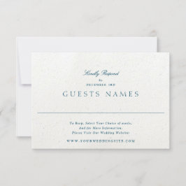 Elegante Blauwe Romantisch Klassieke QR CODE Huwel RSVP Kaartje