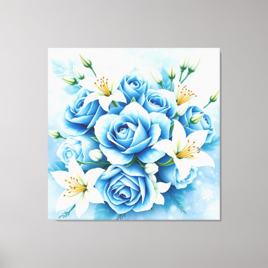 Elegante Blauwe Roos Bloemen Art Print (Voorkant)