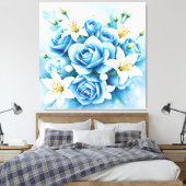 Elegante Blauwe Roos Bloemen Art Print (Insitu (Slaapkamer))