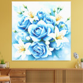 Elegante Blauwe Roos Bloemen Art Print (Insitu (Woonkamer))
