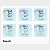 Elegante Blauwe Roos Bloemige Dank Je Vierkante Sticker (Vel)