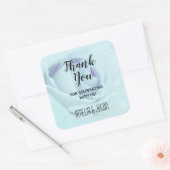 Elegante Blauwe Roos Bloemige Dank Je Vierkante Sticker (Envelop)