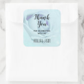 Elegante Blauwe Roos Bloemige Dank Je Vierkante Sticker (Tas)