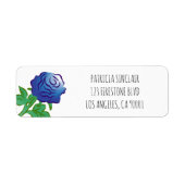 Elegante Blauwe Roos Etiket (Voorkant)