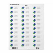 Elegante Blauwe Roos Etiket (Full Sheet)
