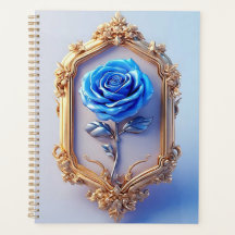 Elegante Blauwe Roos Getoond in Sierlijk Gouden Li
