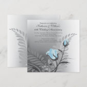 Elegante Blauwe Roos Jubileum Uitnodiging (Voorkant / Achterkant)