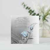Elegante Blauwe Roos Jubileum Uitnodiging (Staand voorkant)