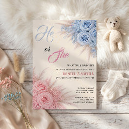 Elegante Blauwe Roze Bloemige Geslacht Revealer-fe Kaart