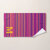 Elegante blauwe roze en gele strepen monogram bad handdoek (Handdoek)