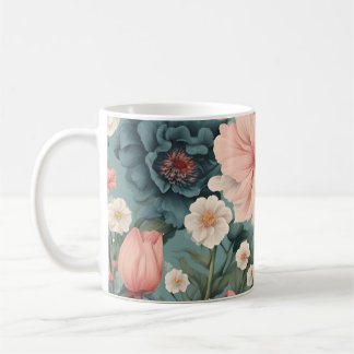 Elegante Blauwe Roze Lente Zomer Tuin Bloemen Koffiemok