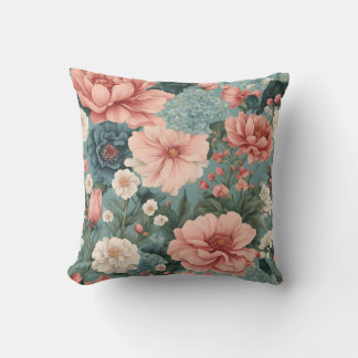 Elegante Blauwe Roze Lente Zomer Tuin Bloemen Kussen