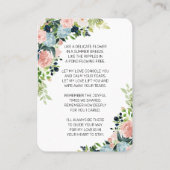 Elegante Blauwe Roze Roze Bloemen Foto Memorial Ka Visitekaartje (Achterkant)