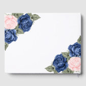 Elegante Blauwe Roze Rozen Bloemrijke Uitvaart Gastenboek (Achterkant)