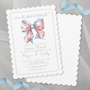 Elegante Blauwe Roze Strik Geslacht Reveal Kaart