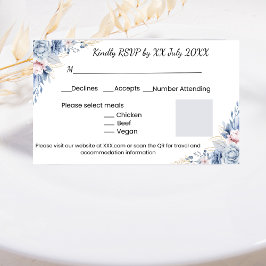 Elegante blauwe Rozen_2 RSVP Kaartje