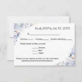 Elegante blauwe Rozen_2 RSVP Kaartje (Voorkant)