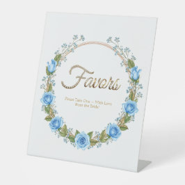 Elegante Blauwe Rozen & Baby's Breath Favors Reclamebord Met Voetstuk