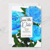 Elegante Blauwe rozen blauwgroen rozen Save The Date (Voorkant)