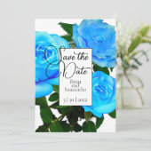 Elegante Blauwe rozen blauwgroen rozen Save The Date (Staand voorkant)