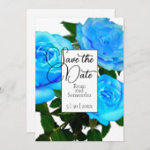 Elegante Blauwe rozen blauwgroen rozen Save The Date (Voorkant / Achterkant)