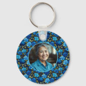 Elegante Blauwe Rozen Bloempatroon Monografische F Sleutelhanger (Achterkant)