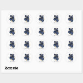 Elegante blauwe rozen Bruiloft aanpasbaar Ronde Sticker (Vel)