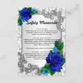 Elegante Blauwe Rozen Bruiloft Veiligheidsmaatrege Informatiekaartje (Voorkant)