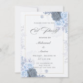 Elegante Blauwe Rozen Eid-feestuitnodiging Kaart (Achterkant)