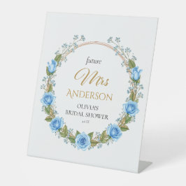 Elegante blauwe Rozen en de adem van Baby Reclamebord Met Voetstuk