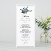 Elegante Blauwe Rozen Huwelijk Religieus Menu (Staand voorkant)