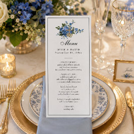 Elegante Blauwe Rozen Huwelijk Religieus Menu