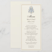 Elegante Blauwe Rozen Katholieke Trouwmenu | Maria Menu (Voorkant / Achterkant)