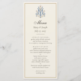 Elegante Blauwe Rozen Katholieke Trouwmenu | Maria Menu