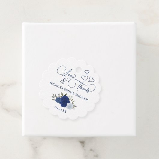 Elegante Blauwe Rozen Liefde & Bedankt Vrijgezelle Bedankjes Labels (In situ)