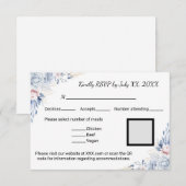 Elegante Blauwe Rozen RSVP Kaartje (Voorkant / Achterkant)
