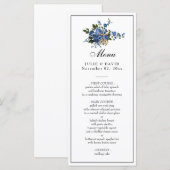 Elegante Blauwe Rozen Trouwen Religieus Menu (Voorkant / Achterkant)