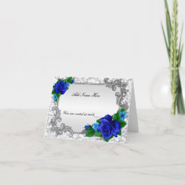 Elegante Blauwe Rozen Trouwtafel Plaatskaart
