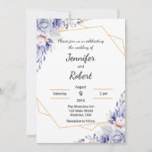 Elegante Blauwe Rozen Uitnodiging (Voorkant)