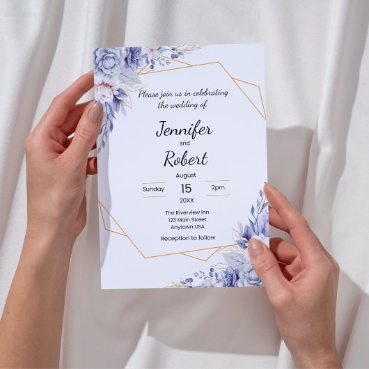 Elegante Blauwe Rozen Uitnodiging